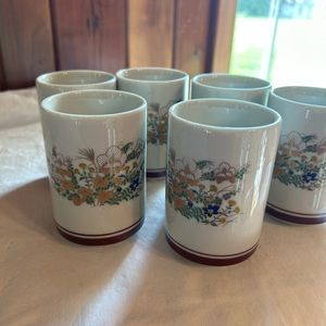 Vintage porcelain floral teacups , asian decor, Japanese tea